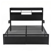 Artiss Bed Frame Double with Charging Station Storage Organizer Drawers LED ZAC - Lucendi Home
