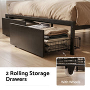 Artiss Bed Frame Double with Charging Station Storage Organizer Drawers LED ZAC - Lucendi Home