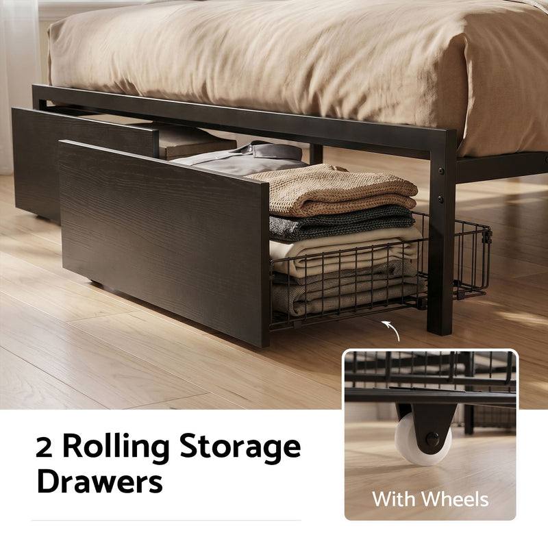 Artiss Bed Frame Double with Charging Station Storage Organizer Drawers LED ZAC - Lucendi Home