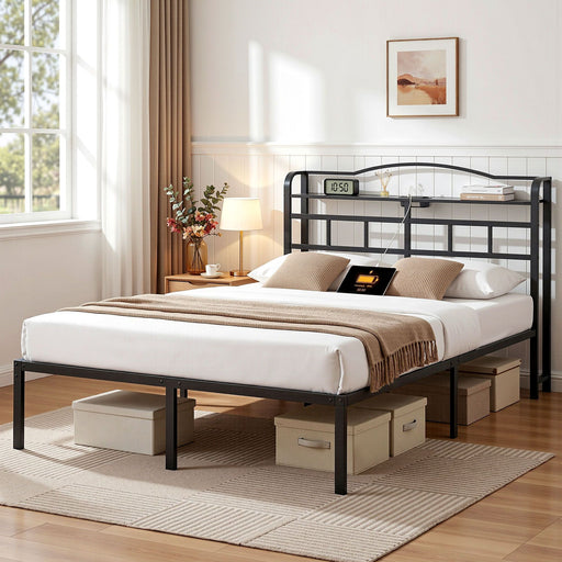 Artiss Bed Frame Queen Size with Charging Station WAVE - Lucendi Home