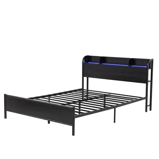 Artiss Bed Frame Queen Size with Storage Shelf Headboard Charging Station GRID - Lucendi Home