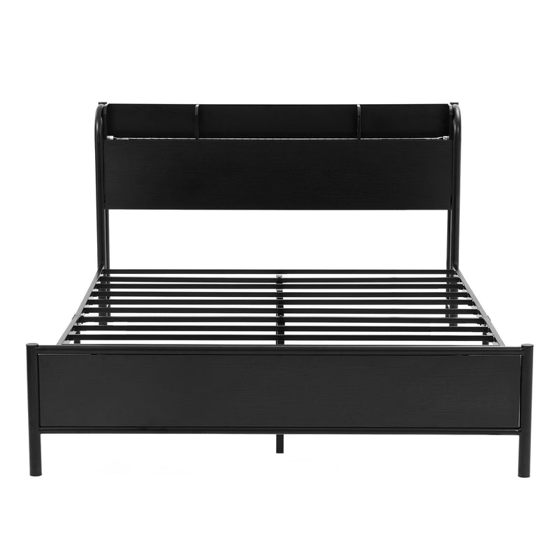Artiss Bed Frame Queen Size with Storage Shelf Headboard Charging Station GRID - Lucendi Home