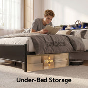 Artiss Bed Frame Queen Size with Storage Shelf Headboard Charging Station GRID - Lucendi Home