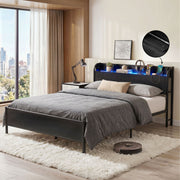 Artiss Bed Frame Queen Size with Storage Shelf Headboard Charging Station GRID - Lucendi Home