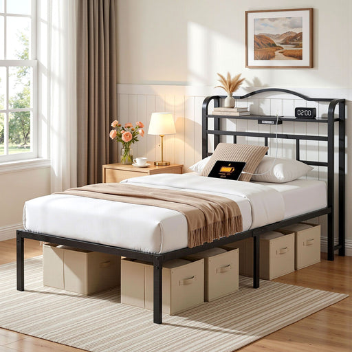 Artiss Bed Frame Single Size with Charging Station WAVE - Lucendi Home