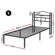 Artiss Bed Frame Single Size with Charging Station WAVE - Lucendi Home