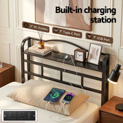 Artiss Bed Frame Single Size with Charging Station WAVE - Lucendi Home