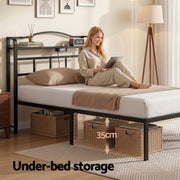 Artiss Bed Frame Single Size with Charging Station WAVE - Lucendi Home