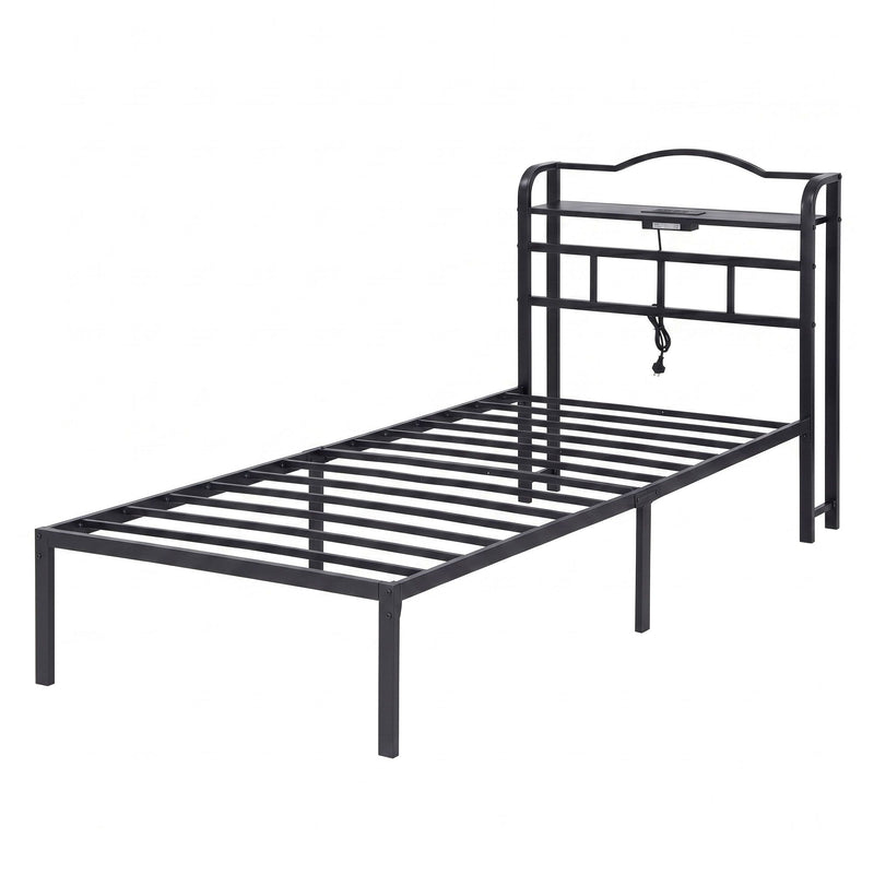 Artiss Bed Frame Single Size with Charging Station WAVE - Lucendi Home