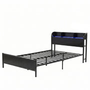 Artiss Bed Frame Single Size with Storage Shelf Headboard Charging Station GRID - Lucendi Home