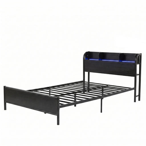 Artiss Bed Frame Single Size with Storage Shelf Headboard Charging Station GRID - Lucendi Home