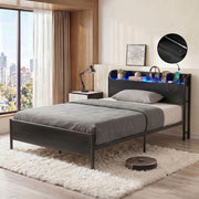 Artiss Bed Frame Single Size with Storage Shelf Headboard Charging Station GRID - Lucendi Home