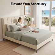 Artiss Double Bed Frame Upholstered Platform Bed with Tufted Headboard 300kg Support - Lucendi Home