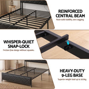 Artiss Double Bed Frame with LED Lights Storage Headboard 2 USB 2 AC Outlets Charging Station - Lucendi Home