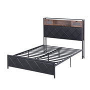 Artiss Double Bed Frame with LED Lights Storage Headboard 2 USB 2 AC Outlets Charging Station - Lucendi Home