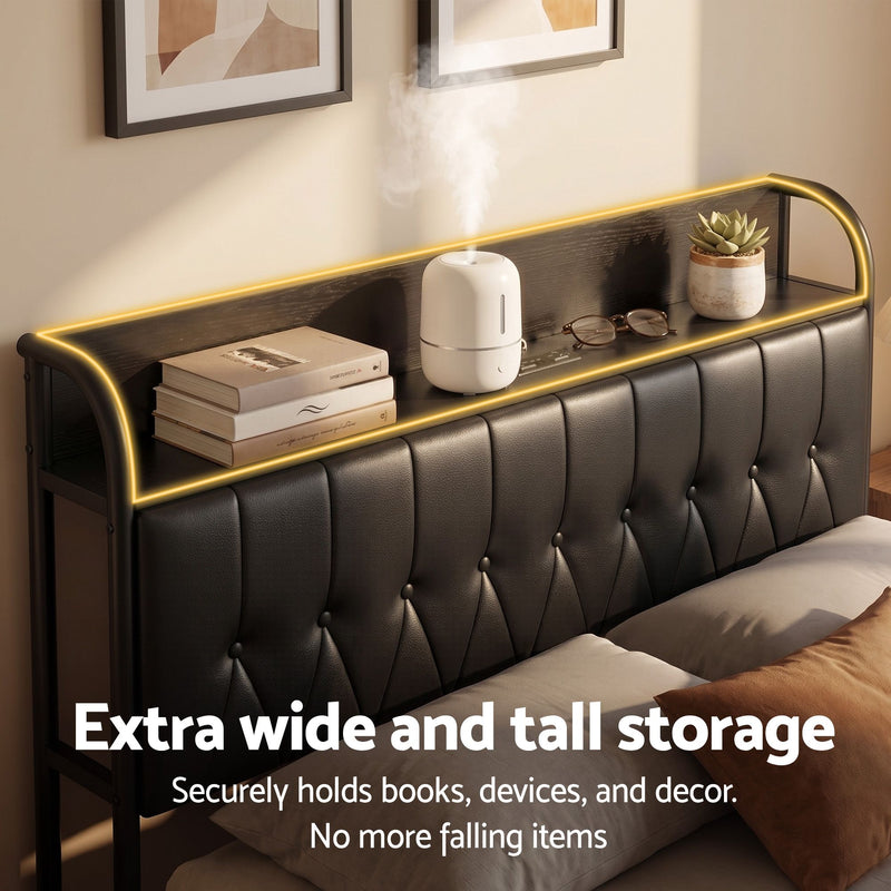 Artiss Double Bed Frame with Storage Headboard SAA Certified Charging Station - Lucendi Home