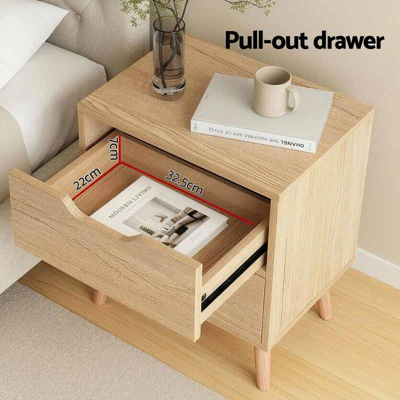 Artiss Double Bed Frame with Storage and Bedside Table Set Tufted Linen Gas Lift Bed Base and 2-Drawer Nightstand - Lucendi Home