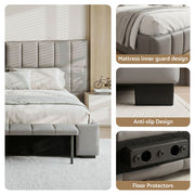 Artiss Double Size Upholstered Gas Lift Bed Frame with Foldable Bench PVC Leather Platform Bed with Storage - Lucendi Home