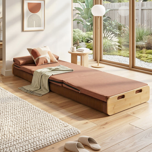 Artiss Folding Kraft Paper Bed Frame with Mattress and Pillow 300kg Capacity 200x60cm - Lucendi Home