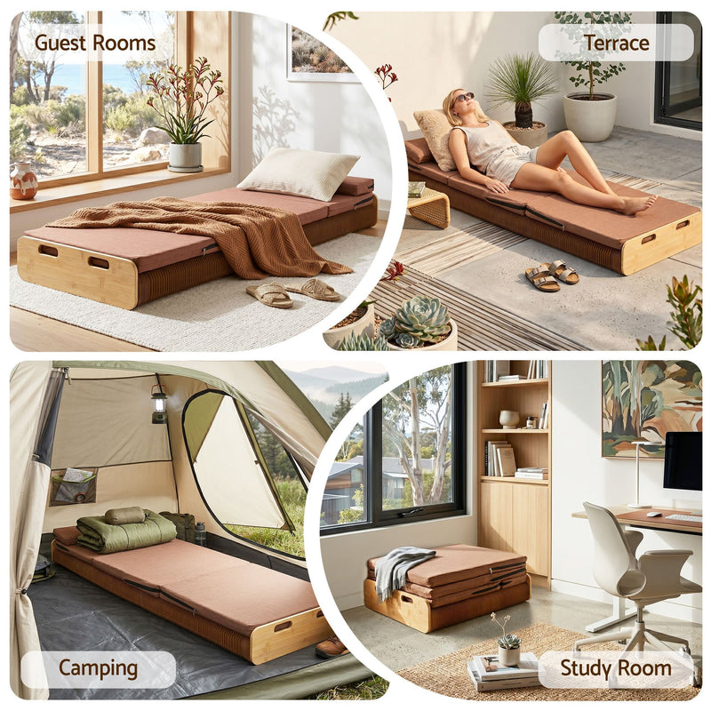 Artiss Folding Kraft Paper Bed Frame with Mattress and Pillow 300kg Capacity 200x60cm - Lucendi Home