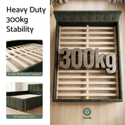 Artiss King Bed Frame Chenille Heavy Duty Platform Base Green 300kg Support No Box Spring Needed - Lucendi Home