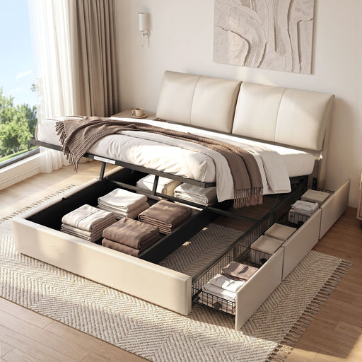 Artiss King Bed Frame Gas Lift Storage 3 Drawers Adjustable Headboard Platform Base - Lucendi Home