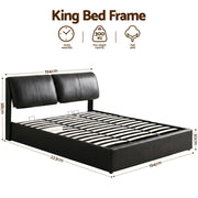Artiss King Bed Frame Gas Lift Storage 3 Drawers Adjustable Headboard Platform Bed Black - Lucendi Home