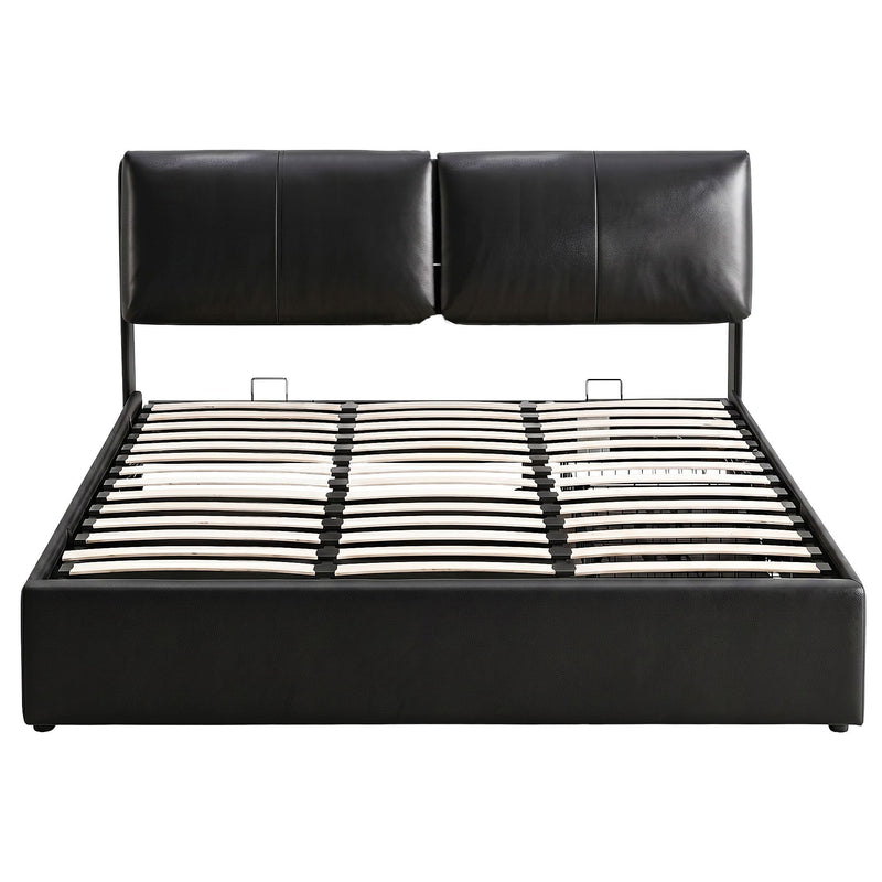 Artiss King Bed Frame Gas Lift Storage 3 Drawers Adjustable Headboard Platform Bed Black - Lucendi Home