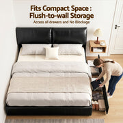 Artiss King Bed Frame Gas Lift Storage 3 Drawers Adjustable Headboard Platform Bed Black - Lucendi Home