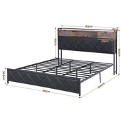 Artiss King Bed Frame with LED Lights and Storage Headboard Charging Station - Lucendi Home