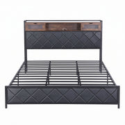 Artiss King Bed Frame with LED Lights and Storage Headboard Charging Station - Lucendi Home