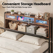 Artiss King Bed Frame with LED Lights and Storage Headboard Charging Station - Lucendi Home