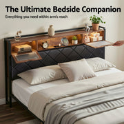 Artiss King Bed Frame with LED Lights and Storage Headboard Charging Station - Lucendi Home