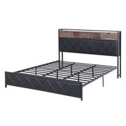 Artiss King Bed Frame with LED Lights and Storage Headboard Charging Station - Lucendi Home