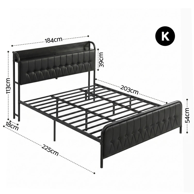 Artiss King Bed Frame with Storage Headboard SAA Certified Charging Station - Lucendi Home