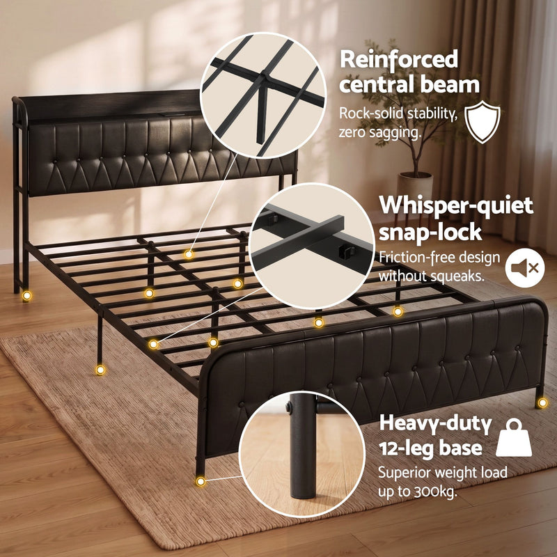 Artiss King Bed Frame with Storage Headboard SAA Certified Charging Station - Lucendi Home