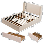 Artiss King Upholstered Bed Frame with 3 Storage Drawers Wingback Headboard Heavy Duty Metal Platform Base - Lucendi Home