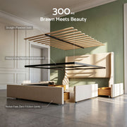 Artiss King Upholstered Bed Frame with 3 Storage Drawers Wingback Headboard Heavy Duty Metal Platform Base - Lucendi Home