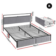 Artiss Metal Bed Frame King Size LED Charging Station 2 Drawers - Lucendi Home