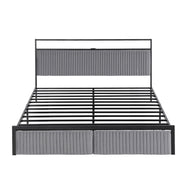 Artiss Metal Bed Frame King Size LED Charging Station 2 Drawers - Lucendi Home