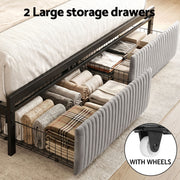 Artiss Metal Bed Frame King Size LED Charging Station 2 Drawers - Lucendi Home