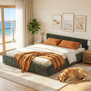 Artiss Queen Bed Frame Chenille Heavy Duty Platform Base Green 300kg Support No Box Spring Needed - Lucendi Home