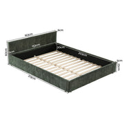 Artiss Queen Bed Frame Chenille Heavy Duty Platform Base Green 300kg Support No Box Spring Needed - Lucendi Home