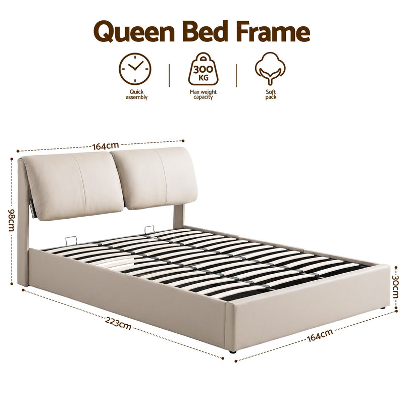 Artiss Queen Bed Frame Gas Lift Storage 3 Drawers Adjustable Headboard Platform Base - Lucendi Home