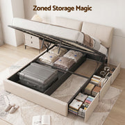 Artiss Queen Bed Frame Gas Lift Storage 3 Drawers Adjustable Headboard Platform Base - Lucendi Home