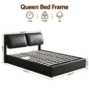 Artiss Queen Bed Frame Gas Lift Storage 3 Drawers Adjustable Headboard Platform Bed Black - Lucendi Home