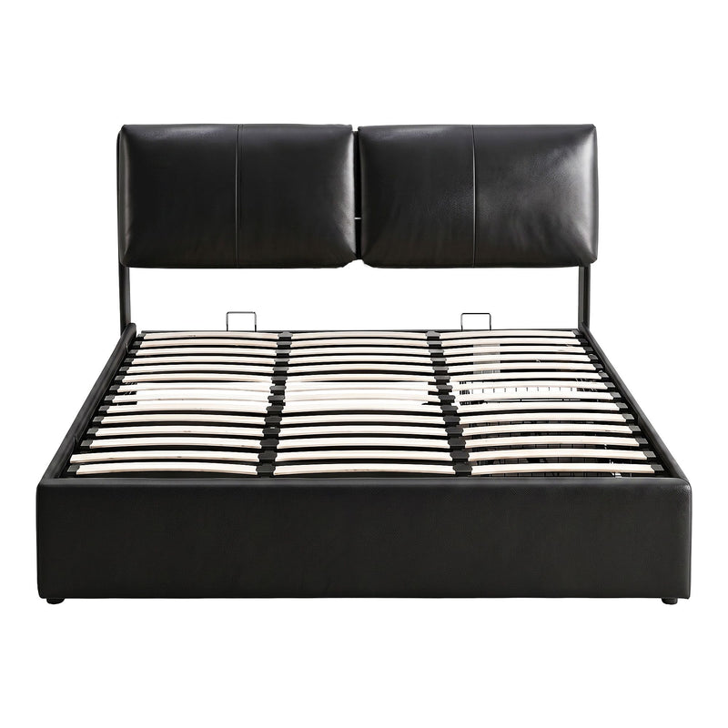 Artiss Queen Bed Frame Gas Lift Storage 3 Drawers Adjustable Headboard Platform Bed Black - Lucendi Home