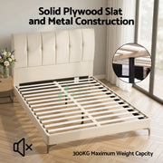 Artiss Queen Bed Frame Upholstered Platform Bed with Tufted Headboard 300kg Support - Lucendi Home