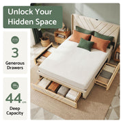 Artiss Queen Bed Frame with Charging Station and Storage Drawers Beige 300KG Noise Free - Lucendi Home