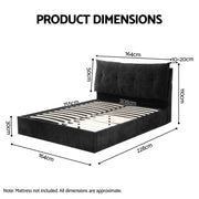 Artiss Queen Bed Frame with Horizontal Gas Lift Storage with LED Light USB Type-C Charging Station Black Velvet - Lucendi Home